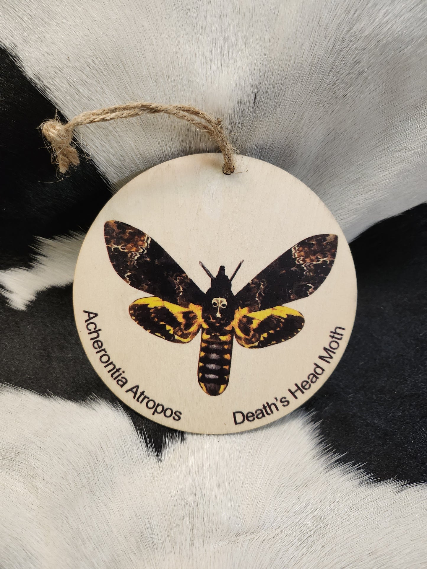 Wooden death head moth ornaments