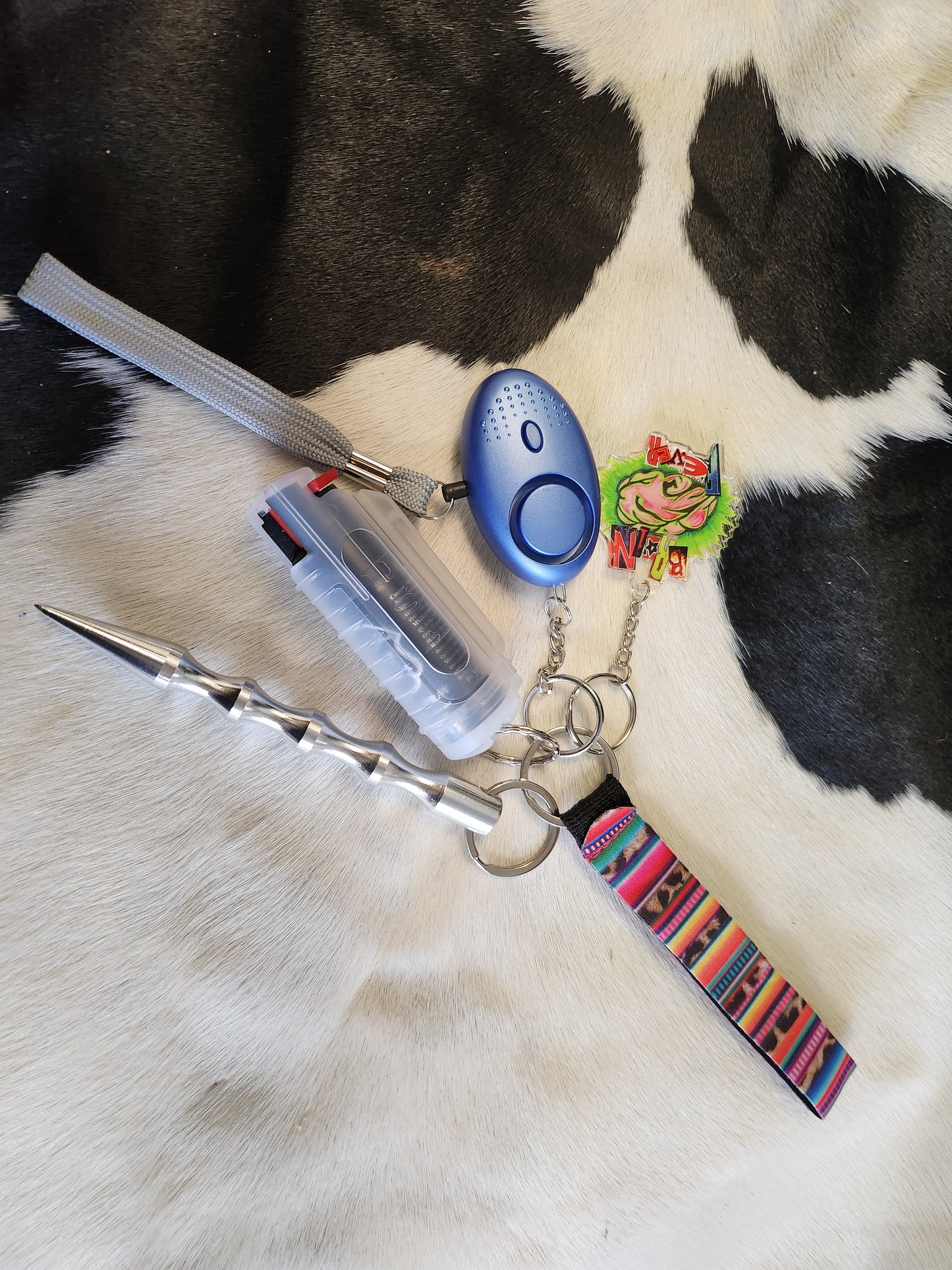 Self defense keychain with muti colored wristlet